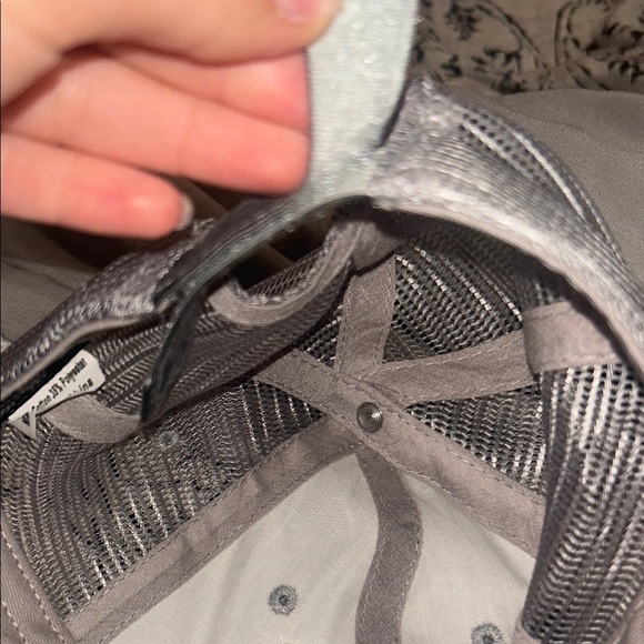 Gray Distressed mesh back Trucker Hat with Embroidery - Picture 3 of 4